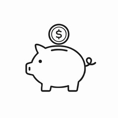 Obraz premium Piggy Bank Line Icon Vector