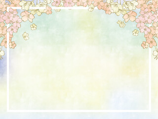 Obraz premium Sakura Watercolor Frame, Elegant Japanese Cherry Blossom Border for Spring Design 