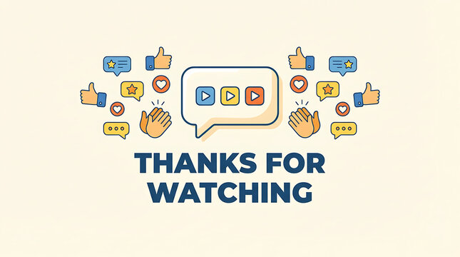 Thanks for Watching Video Outro with Social Media Engagement Icons.
