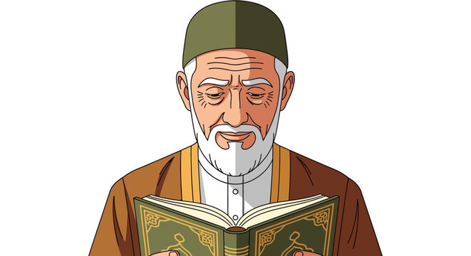 Elderly Man Reading Quran.