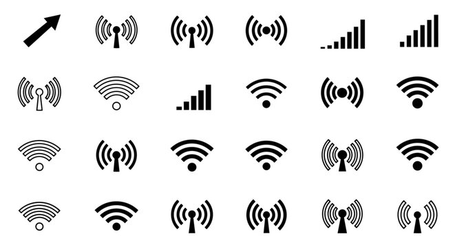 WiFi signal and wireless network icon set
