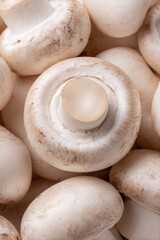 Fresh Agaricus Bisporus Mushrooms Pile, Culinary Ingredient Close-up, Natural Food Source, Gastronomy and Healthy Diet