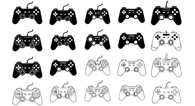 Wired game controller icon set