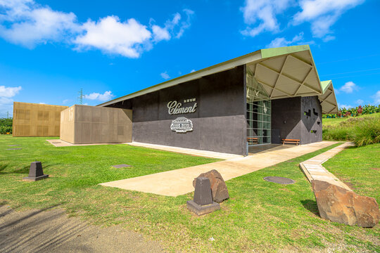 Martinique, French Antilles - Dec 23, 2025: Habitation Clement rum distillery building featuring modern architectural design in Martinique. Historic site producing agricole rum