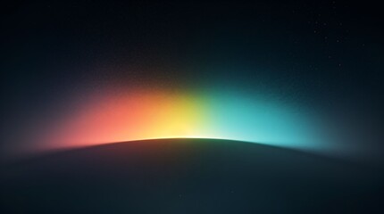 Abstract colorful horizon glow over dark surface with vibrant gradient light
