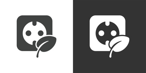 Naklejka premium Eco-Friendly Electrical Socket icon. Solid glyph series icon
