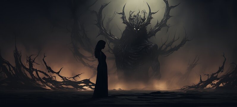 silhouette of ziz demon,generative AI