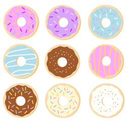 Glazed Donut with Sprinkles &ndash; Cute Vector Illustration - Vector PNG Clipart, Isolated on Transparent Background