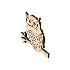 Artistic Laser Cut Wooden Owl Sitting on a Branch