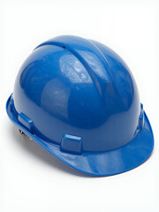 Blue Hard Hat Safety Helmet Isolated On White Background For Construction Worker Safety