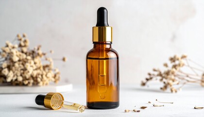 Glasfl&auml;schchen mit Gesichts&ouml;l und Pipette