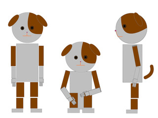 Robot like Dog illustration with 3 postures