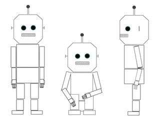 Robot illustration with 3 postures