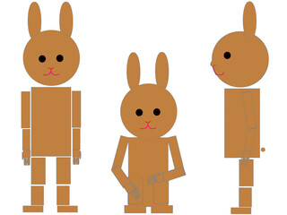 Robot like Rabibit illustration with 3 postures