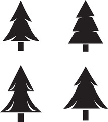 Obraz premium Four black pine trees in silhouette style