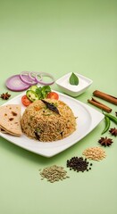 Delicious indian style rice dish with assorted spices and vegetables