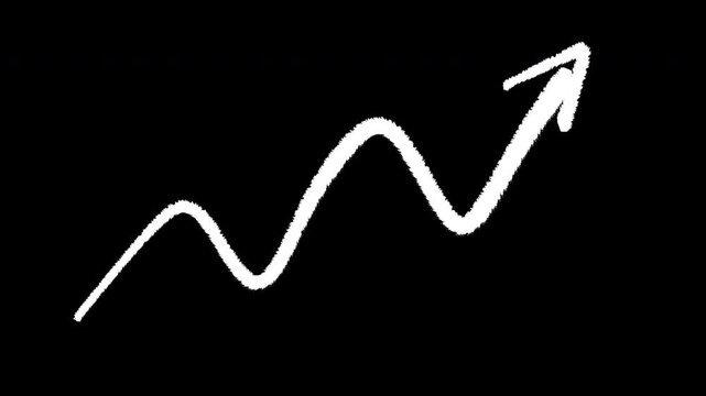 Hand-drawn white arrow pointing upwards on a black background, symbolizing growth and progress.