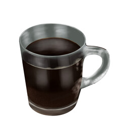 clear glass mug with black coffee 