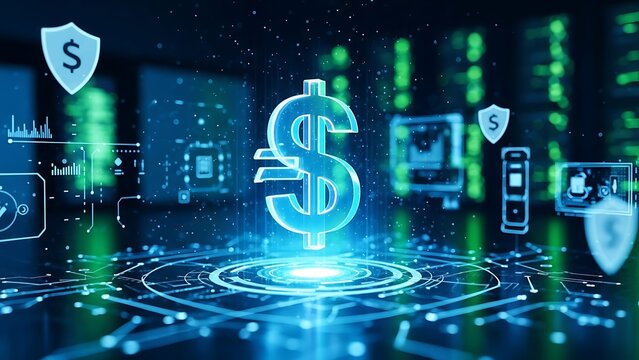 Finance technology concept with dollar sign