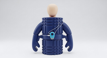 Fototapeta premium Stylized 3D render character wearing a personal safety monitoring device