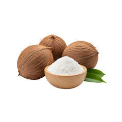 Fresh Coconuts and Shredded Coconut in a Bowl