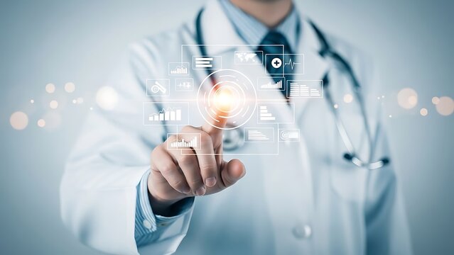Doctor with medical technology interface
