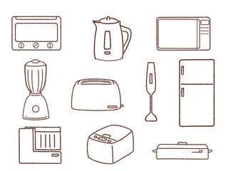 シンプルなキッチン家電のイラストセット