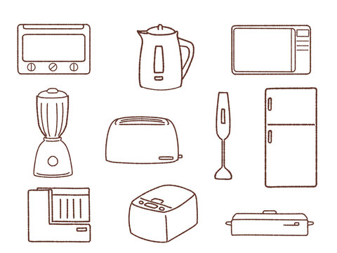 シンプルなキッチン家電のイラストセット
