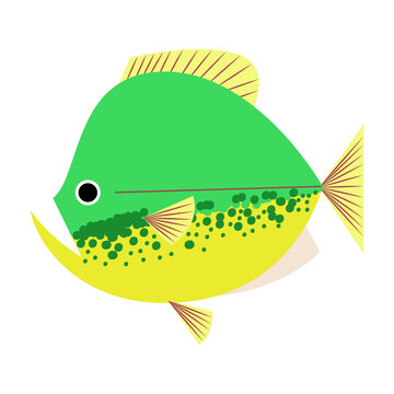 Exotic Green and Yellow Mahi-mahi Fish Icon for Tropical Fishing