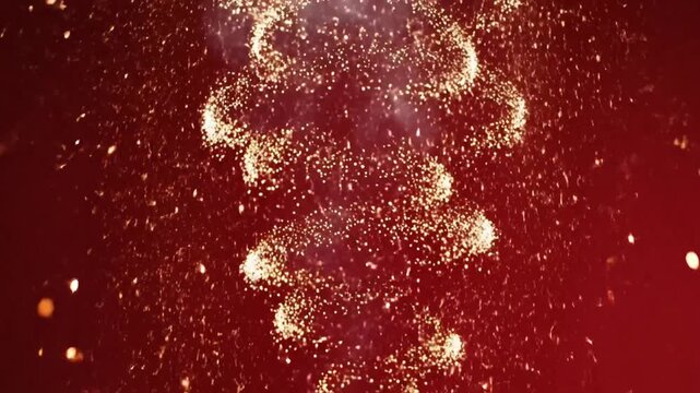 Exploding Gift Box with Sparklers and Confetti on Red Background