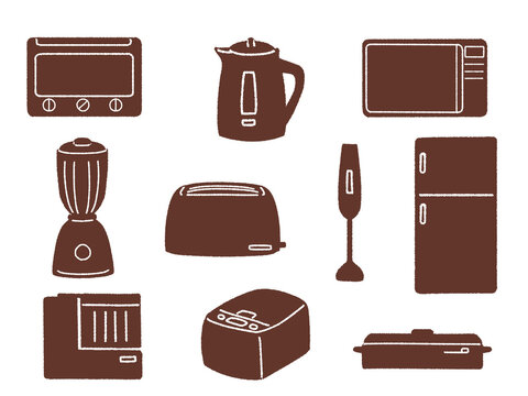 シンプルなキッチン家電のイラストセット