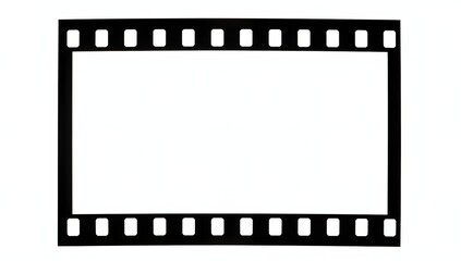 Obraz premium Empty black 35mm film strip frame with sprocket holes for photography presentation