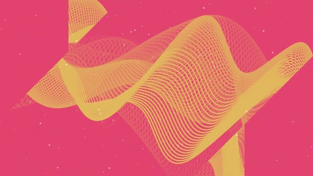 Vibrant pink background with dynamic yellow wavy lines and dots pattern