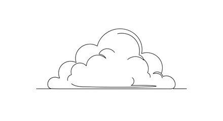 Fototapeta premium Simple Line Drawing of a Fluffy Cloud on a White Background