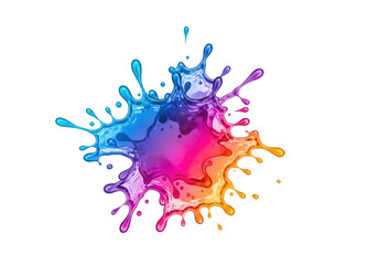 Fototapeta premium Multicolored paint splash with vibrant colors and dynamic splatters on a pure transparent background