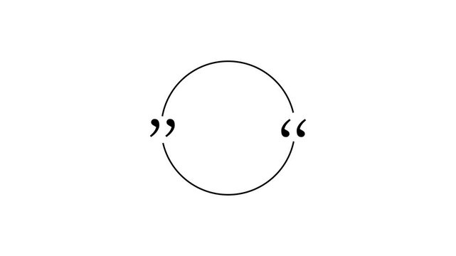 Elegant quotation marks icon with circular border animation for text.