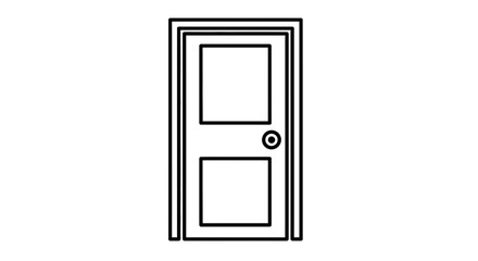 Simple Outline Icon of a Closed Interior Door with Knob