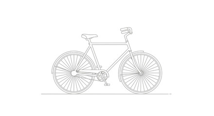 Fototapeta premium Minimalist Line Art Bicycle Illustration on White Background