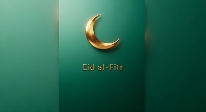 Golden crescent moon on green background for celebration event