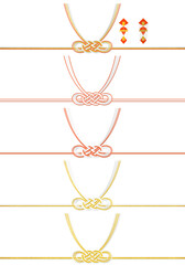 慶事・お祝用「華やぎあわじ結び」の水引き、熨斗付き切抜き素材