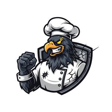 Robust eagle chef mascot