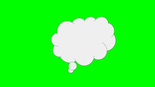 White Cartoon Thought Bubble Icon Isolated on Green Screen
