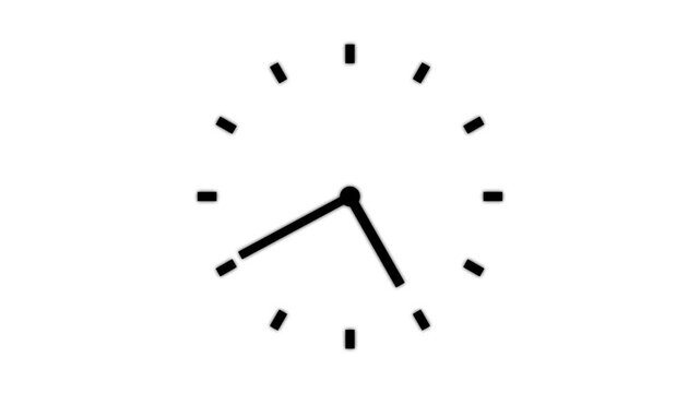 Clock icon flat style 24 hours day fast speed with moving timer clock rotation. Clock spinning, watch animation on transparent background with alpha channel.