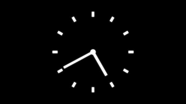 Clock icon flat style 24 hours day fast speed with moving timer clock rotation. Clock spinning, watch animation on transparent background with alpha channel.