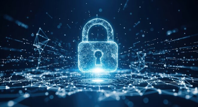 Futuristic Digital Padlock Securing Global Data Network 2