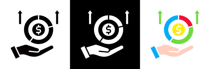 Profit Margin Icon Set Glyph vector Illustration 