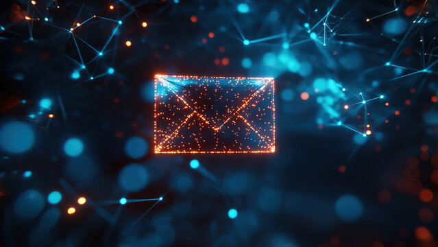 neon light digital envelope, message, e-mail 