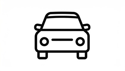Obraz premium Simple black outline drawing of a front-facing car