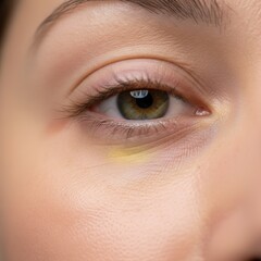 Obraz premium Yellow bruise under eye from cosmetic filler treatment