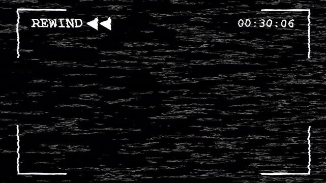 VCR Play and Rewind,a FFD on-screen text animation. 4K alpha channel with transparent background and seamless VHS distortion overlay.